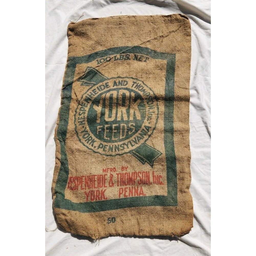 York Feeds 100# Empty Burlap Sack Pennsylvania